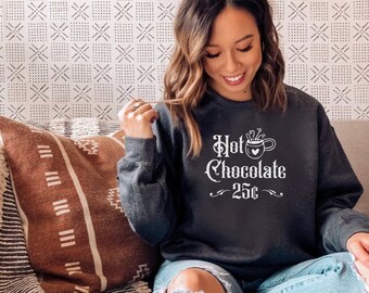 Hot chocolate sweatshirt, hot cocoa shirt, hot cocoa tee, chocolate lover, hot cocoa tshirt, chocolate shirt, movie watching shirt