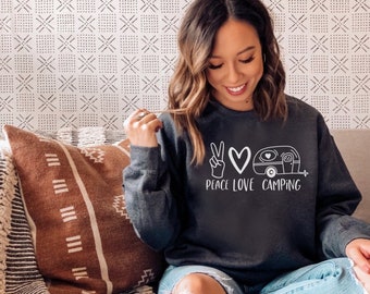 Peace Love Camping Hoodie, Camping Hoodie, Camping Life, Happy Camper, Gift For Her, Camp Squad, Camper Hoodie, Gift For Camper, Adventure