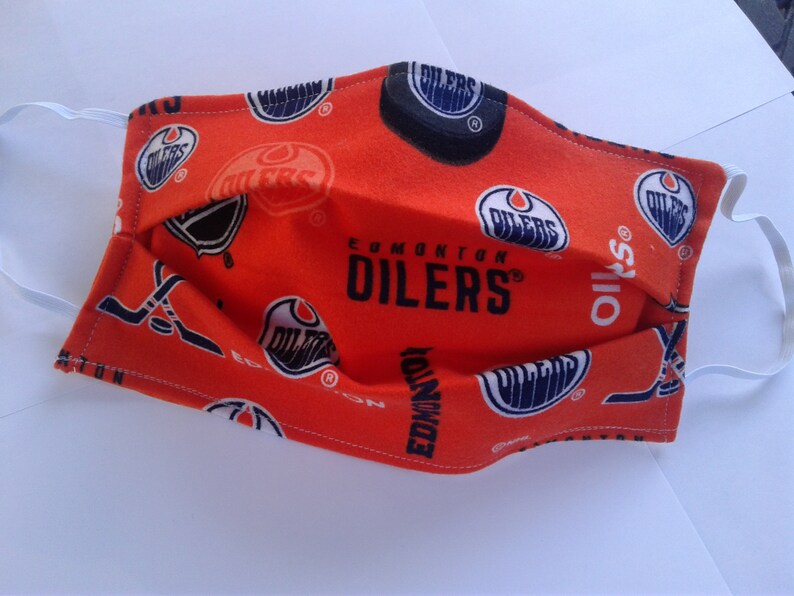 Edmonton Oilers Face Mask Triple Layered Cotton Adjustable Etsy
