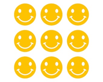 Set van 9 vinyl stickerstickers met smileygezichten