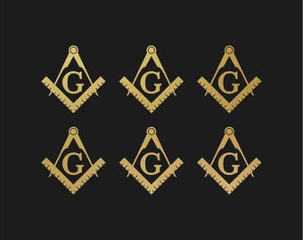 Set of 6 FREEMASON Masonic Logo vinyl decal Templar Free Mason symbol Sticker