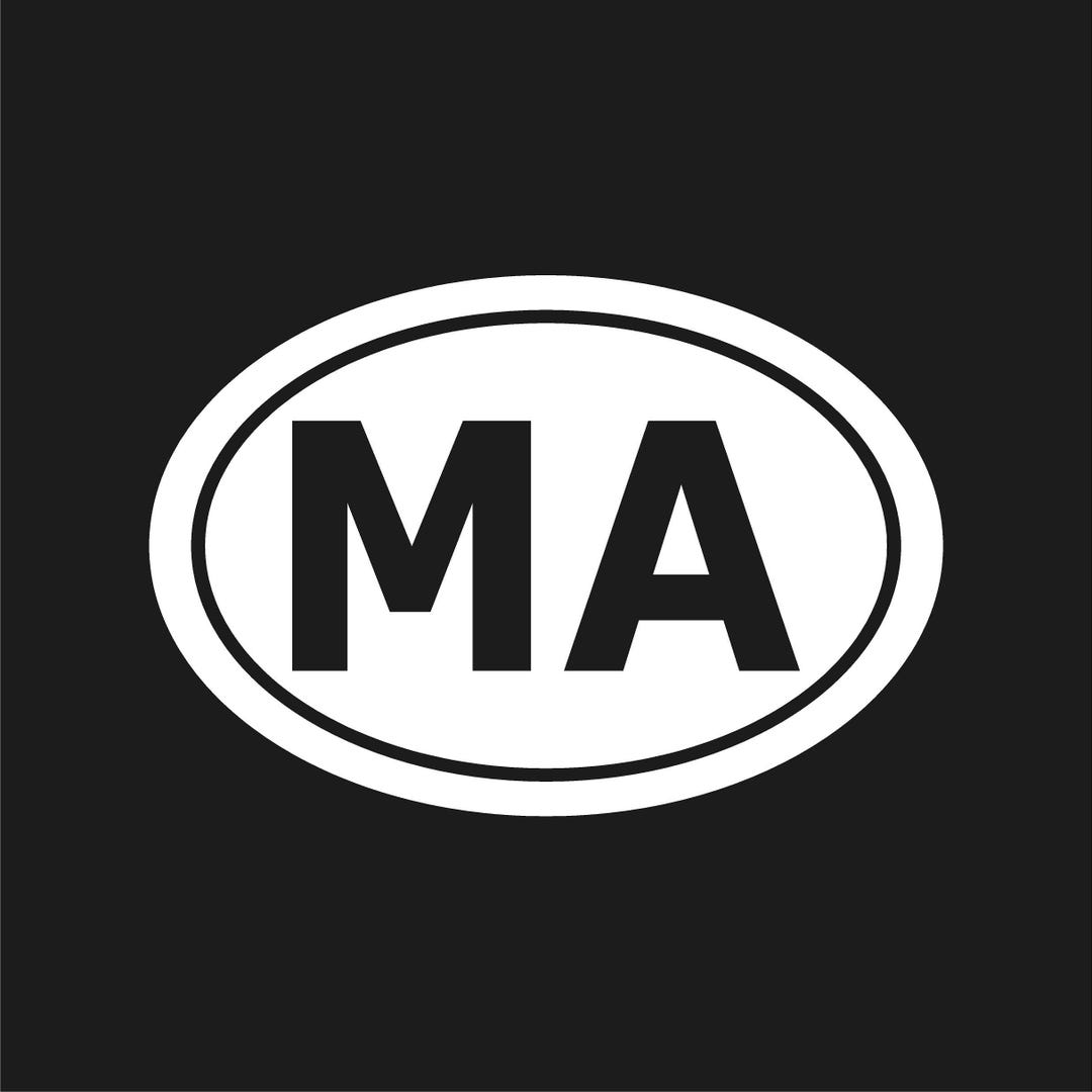 Massachusetts MA Initials Vinyl Decal Window Oval WA Laptop Sticker - Etsy