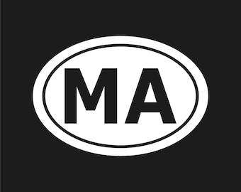 Massachusetts MA initials Vinyl Decal Window Oval WA Laptop Sticker