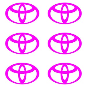 Small Toyota logo Vinyl Decals Set of 6 Pink