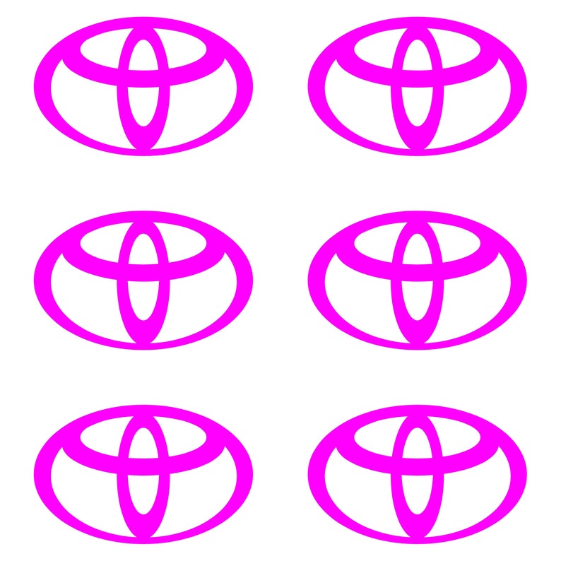 Small Toyota logo Vinyl Decals Set of 6 Pink