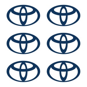 Small Toyota logo Vinyl Decals Set of 6 Navy Blue