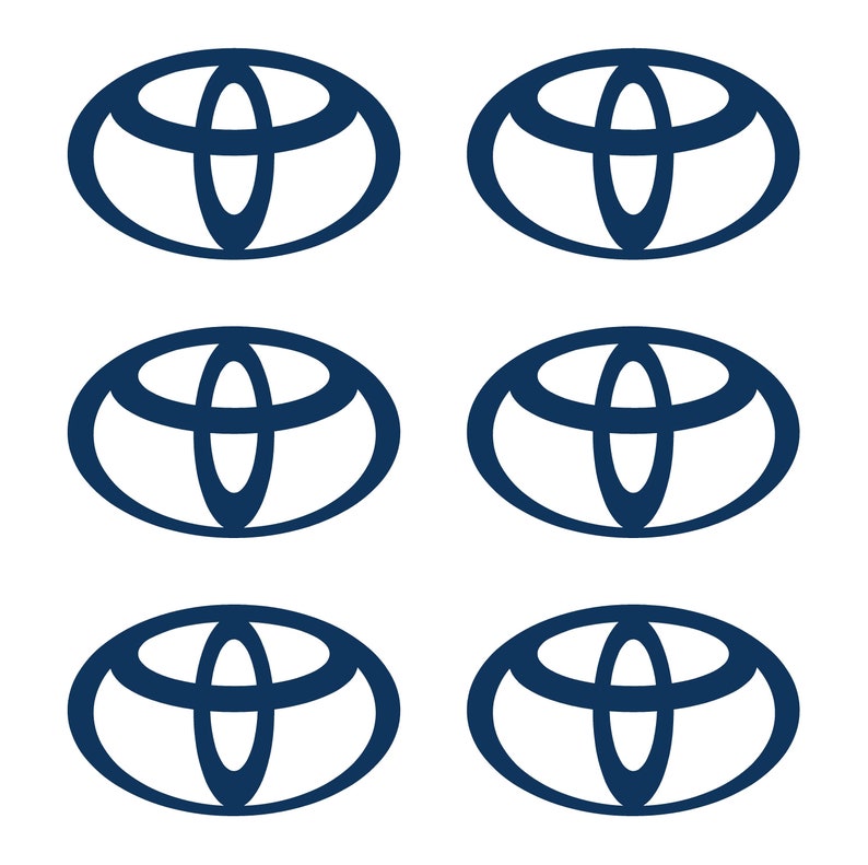 Small Toyota logo Vinyl Decals Set of 6 Navy Blue