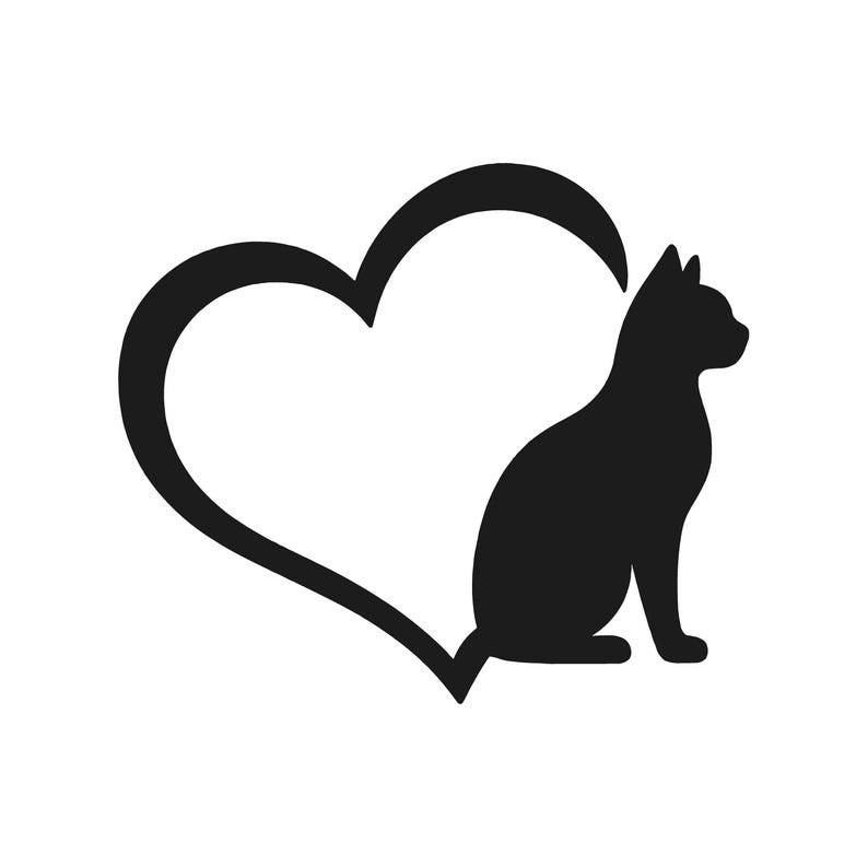 Cat Tail Heart Vinyl Decal Car Truck Window Laptop Sticker Black