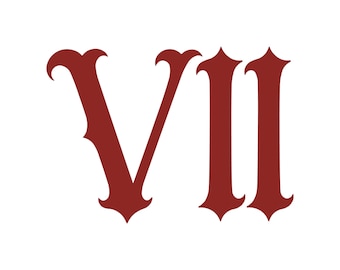 VII Roman number 7 Gothic font Six Vinyl decal Numeral Rome font Sticker