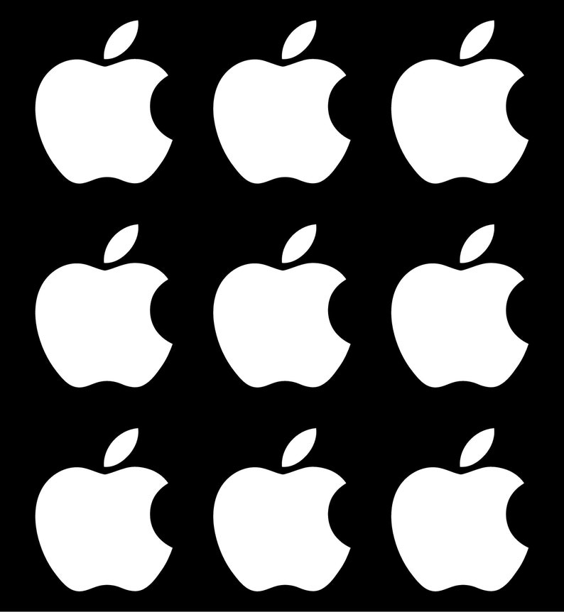 Kleine Apple Logo Vinyl Aufkleber im 9er Set Weiß
