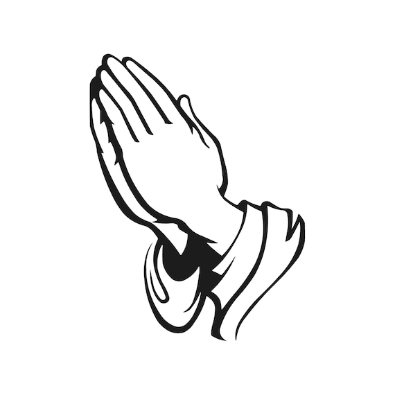 EW Designs 'Praying Hands With Skull Dagger' Vinyl Decal Bumper Sticker - 4 Inches Tall