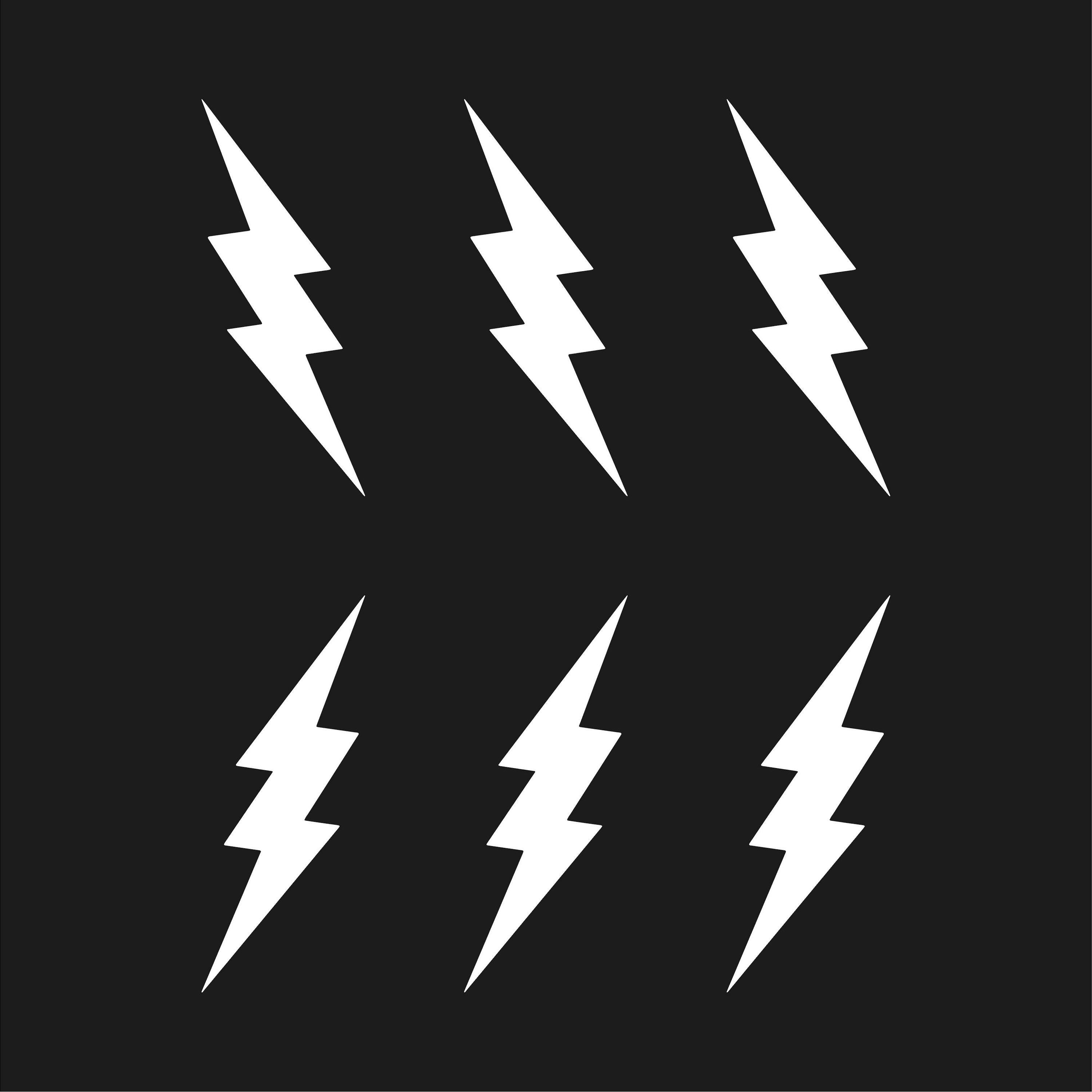 Set of 6 Lightning Bolt Shape Version 2 Vinyl Decal Lightning 
