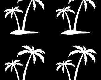 4 Small Palm Trees Vinyl decals car and phone case stickers