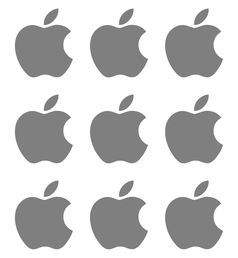 Kleine Apple Logo Vinyl Aufkleber im 9er Set Grau