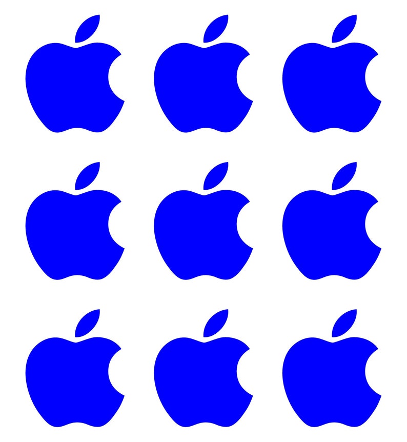Kleine Apple Logo Vinyl Aufkleber im 9er Set Blau