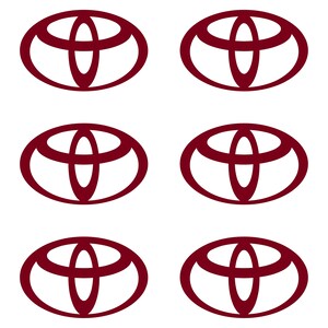 Small Toyota logo Vinyl Decals Set of 6 Dark Red