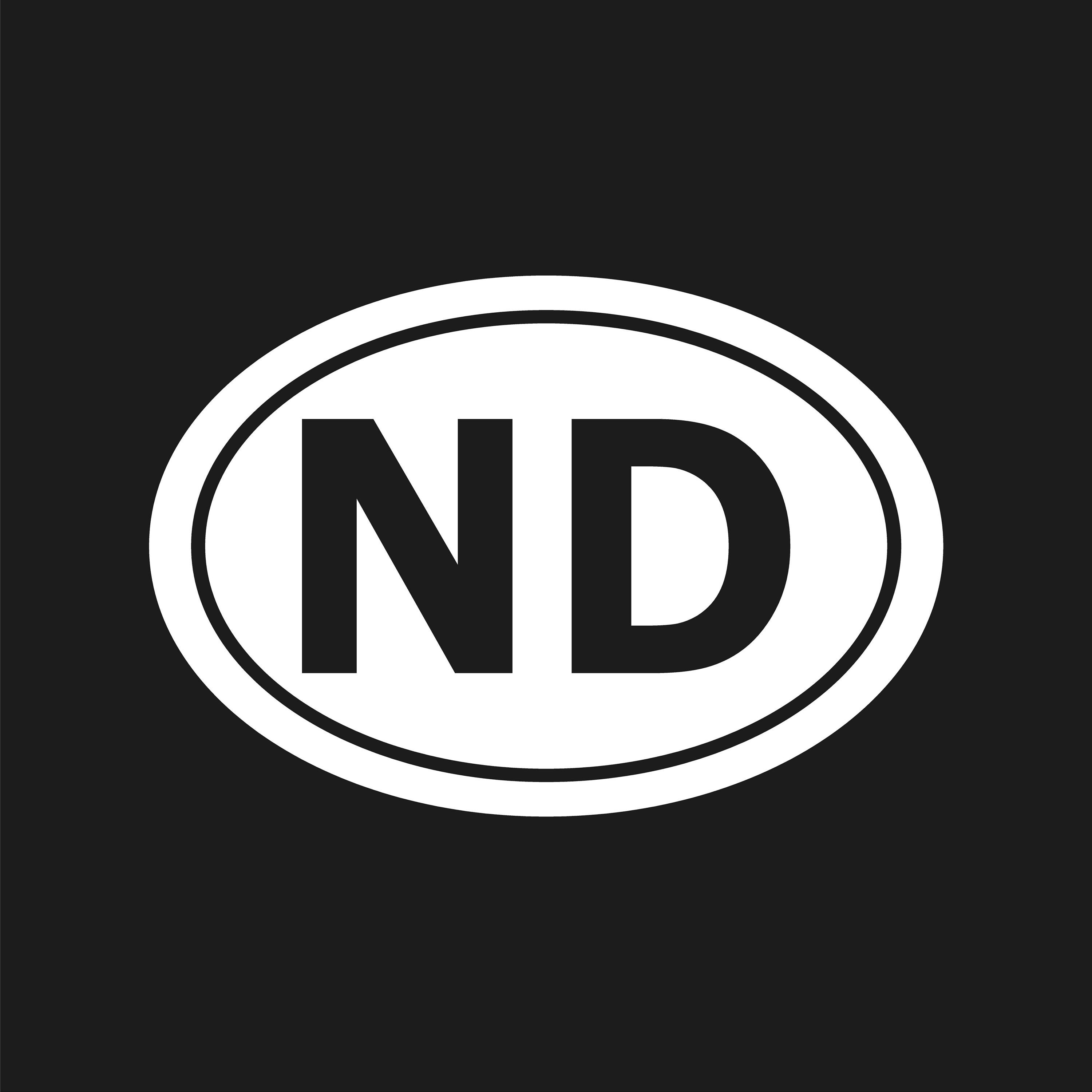North Dakota ND Initials Vinyl Decal Window Oval ND Laptop Sticker 