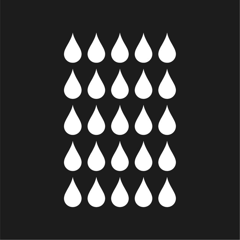 Waterdrops Sticker Design Tiny Droplet Symbol Vinyl Decals Set of 25 Water Drops Stickers Sheet ...
