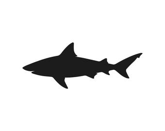 Bull Shark Silhouette Vinyl Sticker Decal Carcharhindae Shark outline