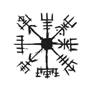 Vikingakompass med symbol för nödsituationer, vinyldekal Viking Nordic på klistermärke
