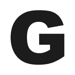 May include: A bold, black letter "G" against a white background. The sans-serif font is thick and rounded, with a clear, simple design. The negative space within the letter is a crisp white.