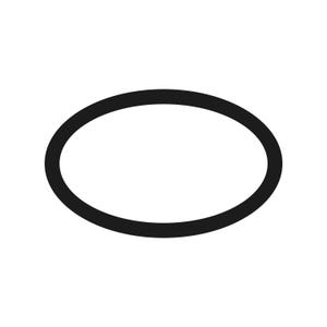 Puede incluir: Una forma ovalada negra simple sobre un fondo blanco. El óvalo es una línea sólida y gruesa, creando un borde definido alrededor del espacio vacío en el interior. El diseño es minimalista y gráfico.