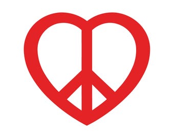Peace Heart Shape Vinyl Decal Peace Love symbol Sticker