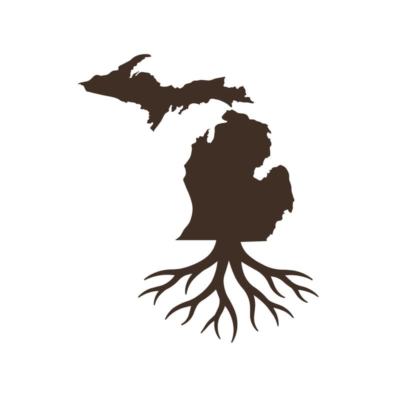 Michigan Roots State Outline Silhouette Vinyl Decal Root Heritage ...