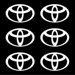 Small Toyota logo Vinyl Decals Set of 6 White