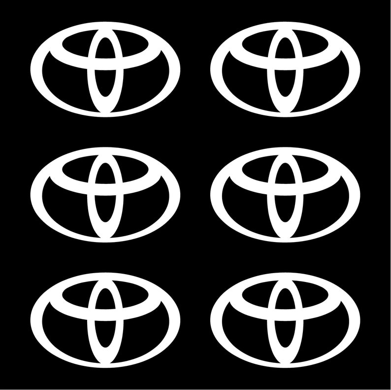 Small Toyota logo Vinyl Decals Set of 6 White