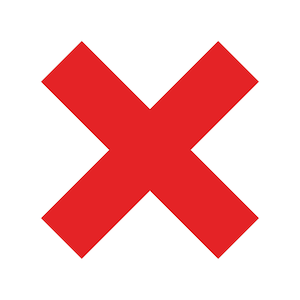 May include: A bold red 'X' symbol against a clean white background. The graphic is a simple, yet striking design, perfect for various applications, from website icons to decorative elements.