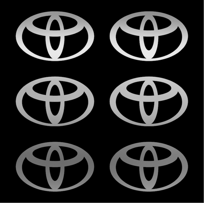 Small Toyota logo Vinyl Decals Set of 6 Silver