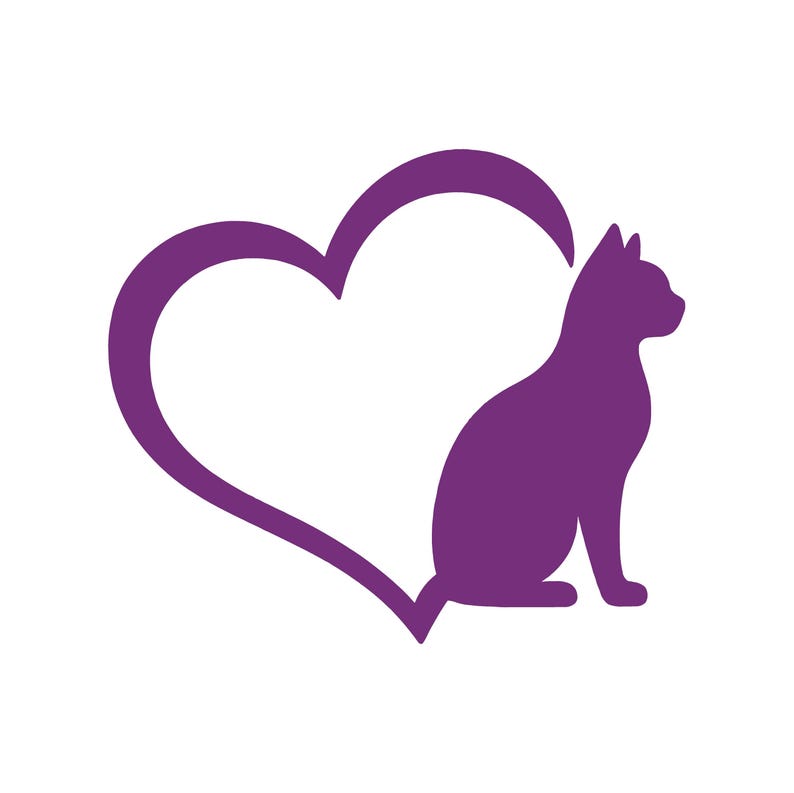 Cat Tail Heart Vinyl Decal Car Truck Window Laptop Sticker Purple