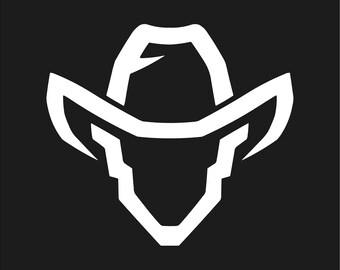 Cowboy head hat outline View Vinyl Sticker Decal Western