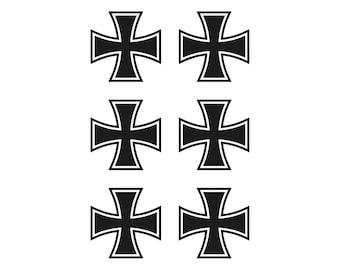 set of 6 German cross Iron cross Vinyl Decal symbol Sticker