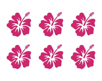 Hawaiian Hibiscus Flower Vinyl Decals Phone Laptop Small Stickers Set of 6