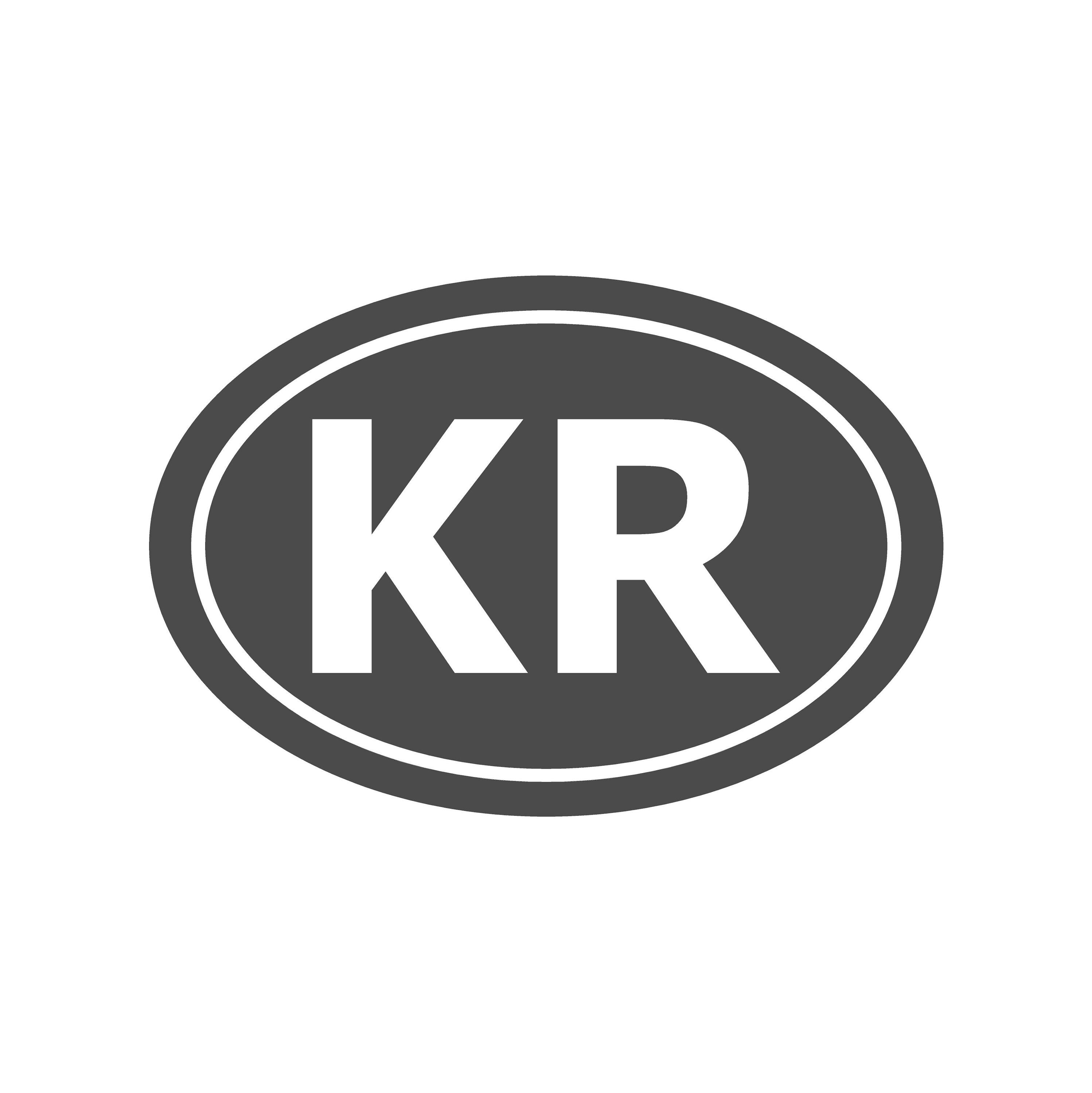 韓国の国名イニシャルビニールデカールウィンドウオーバルKRステッカー