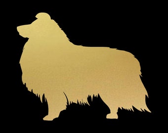 Calcomanía de vinilo de perro pastor Shetland para ventana de coche, pegatina de silueta de raza de perro portátil