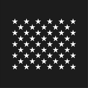 Puede incluir: Un fondo negro con un patrón de estrellas blancas. Las estrellas están dispuestas en filas y columnas, creando un diseño similar a una bandera. Las estrellas son blancas y de cinco puntas.
