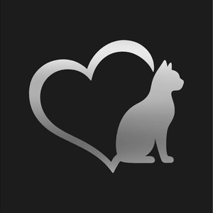 Cat Tail Heart Vinyl Decal Car Truck Window Laptop Sticker Silver