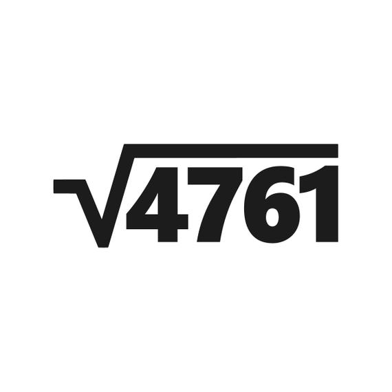 Square Root of 4761 BOLD Vinyl Decal √4761 Number Calculation