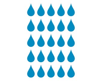 Winzige Tröpfchen Symbol Vinyl Aufkleber set von 25 Wassertropfen Aufkleber Bogen