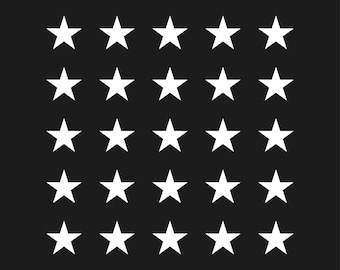 Liten stjärnsymbol vinyldekaler set med 25 stjärnor klistermärken ark