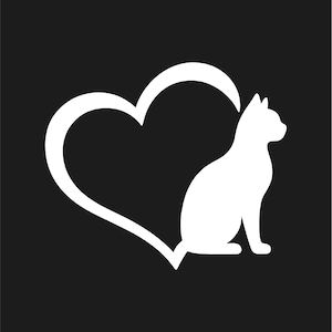 Cat Tail Heart Vinyl Decal Car Truck Window Laptop Sticker White