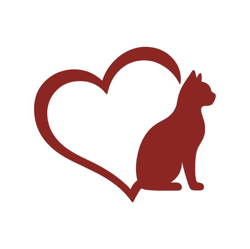 Cat Tail Heart Vinyl Decal Car Truck Window Laptop Sticker Dark Red