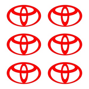 Small Toyota logo Vinyl Decals Set of 6 Red