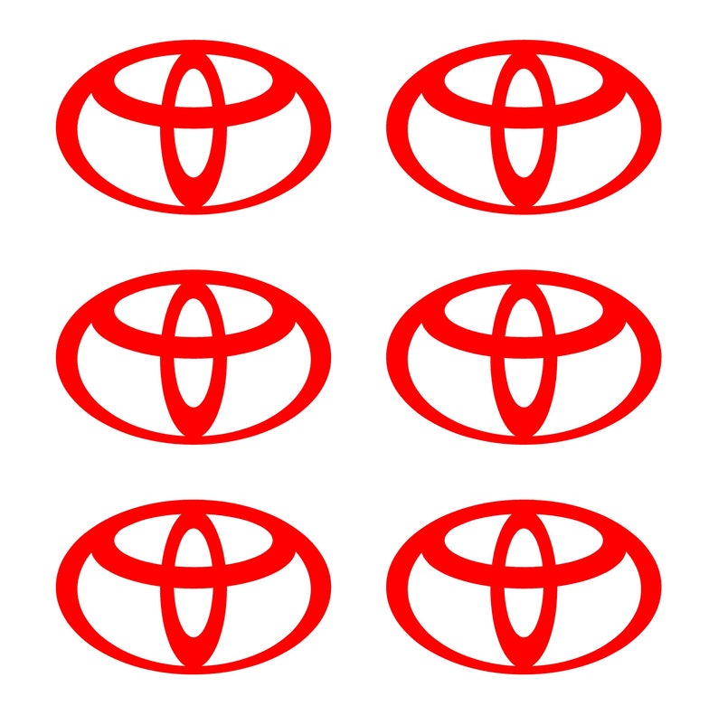 Small Toyota logo Vinyl Decals Set of 6 Red