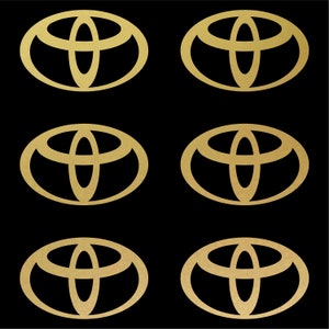 Small Toyota logo Vinyl Decals Set of 6 Gold
