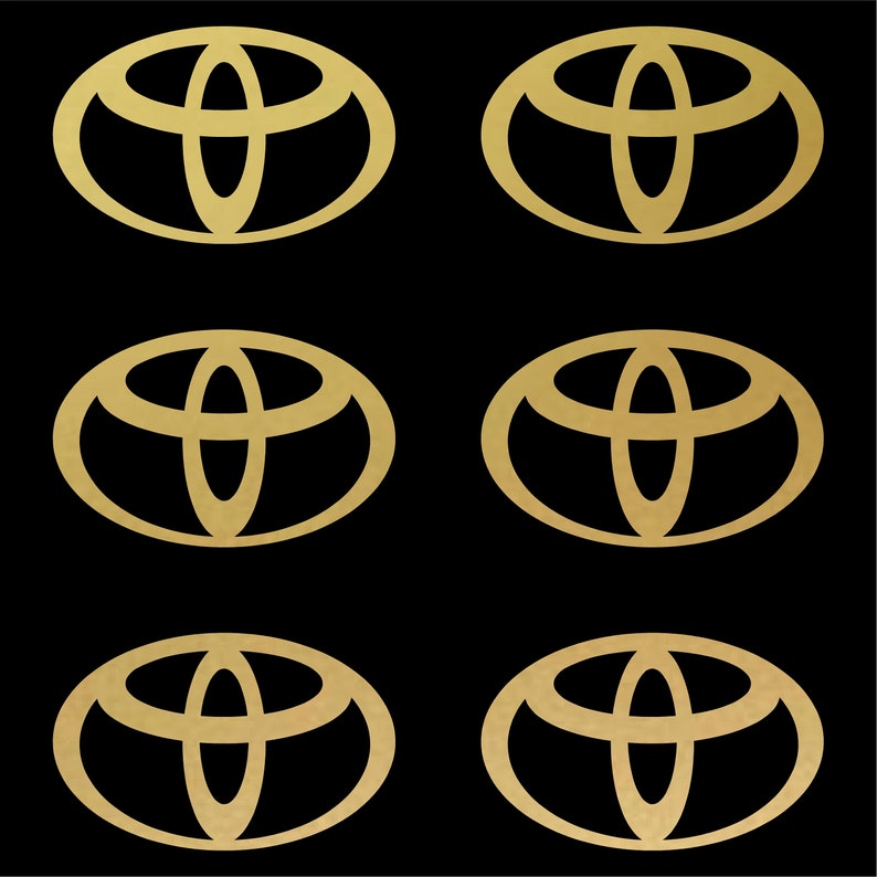 Small Toyota logo Vinyl Decals Set of 6 Gold