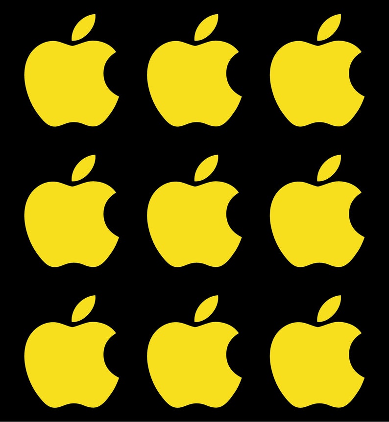 Kleine Apple Logo Vinyl Aufkleber im 9er Set Gelb